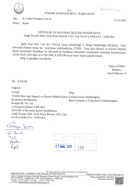 TEİAŞ Genel Müdürlüğü 2. Bölge Müdürlüğü (BURSA) Toplu İş Sözleşmesi İmzalandı
