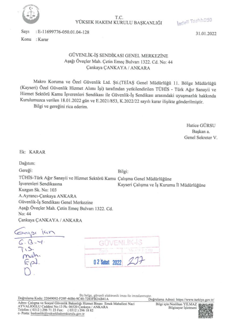 TEİAŞ Genel Müdürlüğü 11. Bölge Müdürlüğü (KAYSERİ) Toplu İş Sözleşmesi İmzalandı