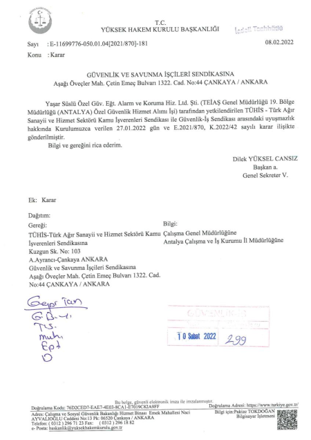 TEİAŞ Genel Müdürlüğü 19. Bölge Müdürlüğü (ANTALYA) Toplu İş Sözleşmesi İmzalandı