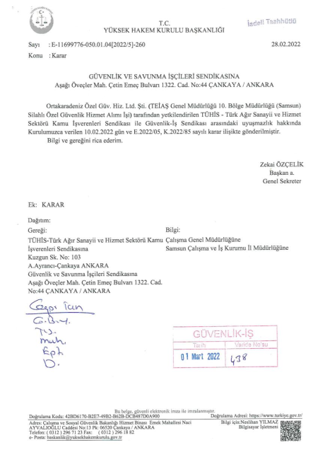 TEİAŞ Genel Müdürlüğü 10. Bölge Müdürlüğü (SAMSUN) Toplu İş Sözleşmesi İmzalandı