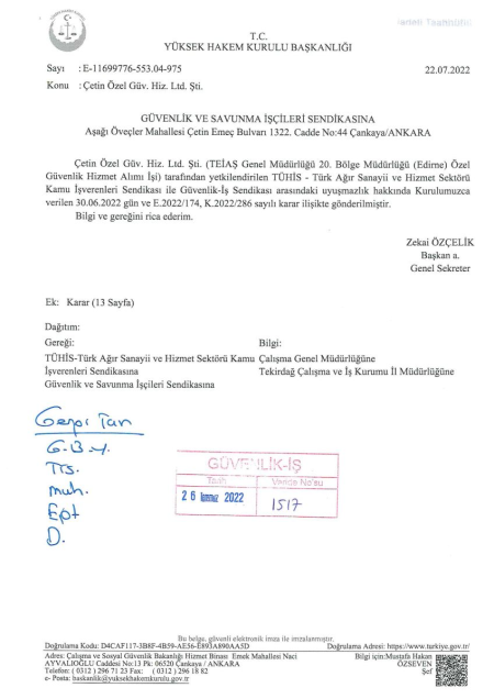TEİAŞ Genel Müdürlüğü 20. Bölge Müdürlüğü (Edirne) Toplu İş Sözleşmesi İmzalandı