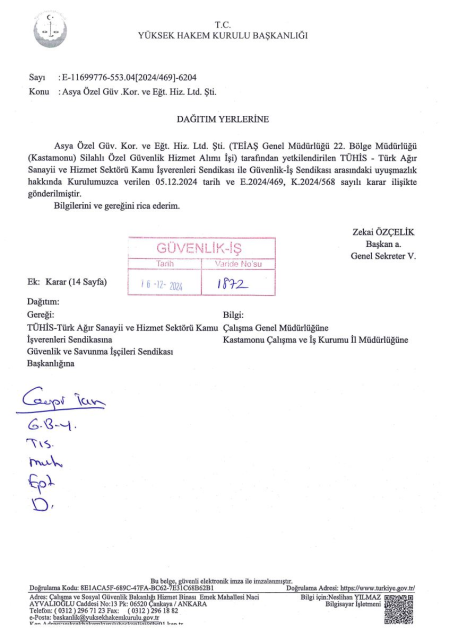 TEİAŞ Genel Müdürlüğü 22. Bölge Müdürlüğü (Kastamonu) Toplu İş Sözleşmesi İmzalandı