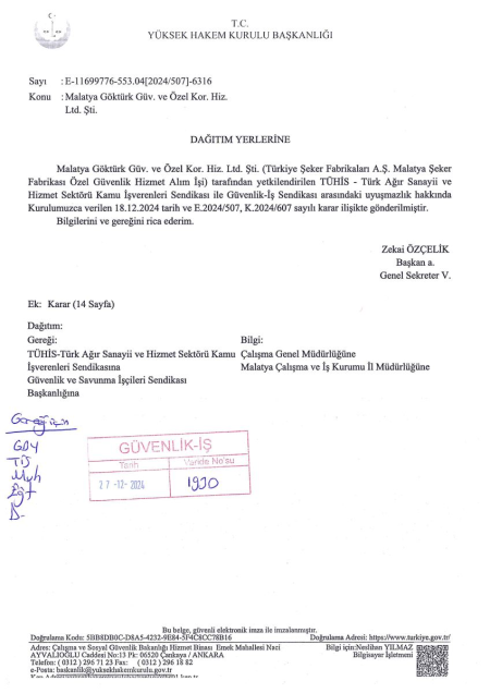 Türkiye Şeker Fabrikaları A.Ş. Malatya Şeker Fabrikası Toplu İş Sözleşmesi İmzalandı