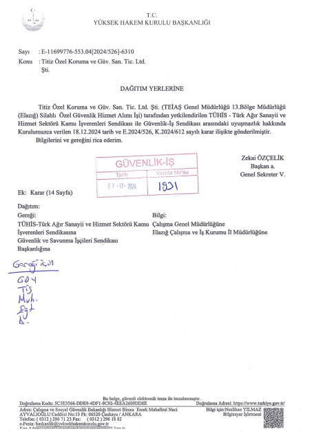 TEİAŞ Genel Müdürlüğü 13. Bölge Müdürlüğü (Elazığ) Toplu İş Sözleşmesi İmzalandı
