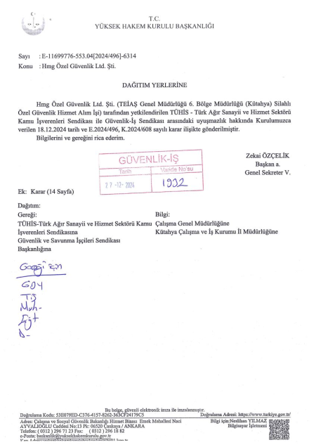 (TEİAŞ Genel Müdürlüğü 6. Bölge Müdürlüğü (Kütahya) Toplu İş Sözleşmesi İmzalandı
