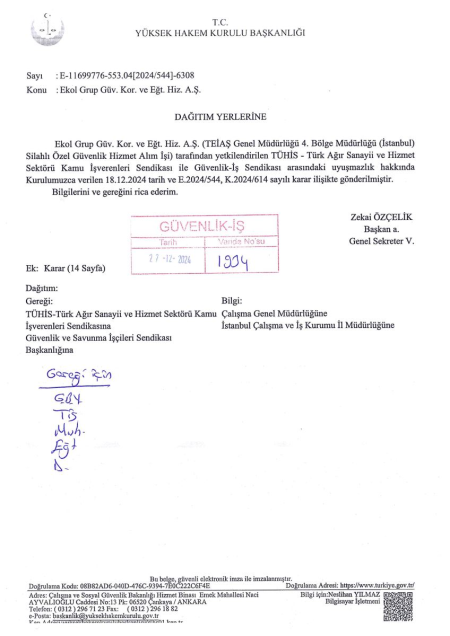 TEİAŞ Genel Müdürlüğü 14. Bölge Müdürlüğü (İstanbul) Toplu İş Sözleşmesi İmzalandı