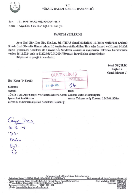 TEİAŞ Genel Müdürlüğü 18. Bölge Müdürlüğü (Adana) Toplu İş Sözleşmesi İmzalandı