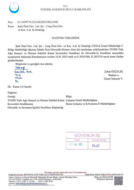 TEİAŞ Genel Müdürlüğü 2. Bölge Müdürlüğü (Bursa) Toplu İş Sözleşmesi İmzalandı