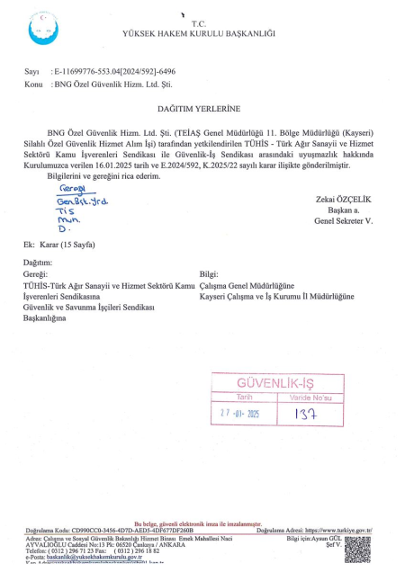 TEİAŞ Genel Müdürlüğü 11. Bölge Müdürlüğü (Kayseri) Toplu İş Sözleşmesi İmzalandı