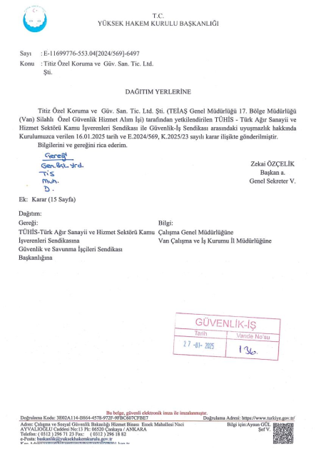 TEİAŞ Genel Müdürlüğü 17. Bölge Müdürlüğü (Van) Toplu İş Sözleşmesi İmzalandı