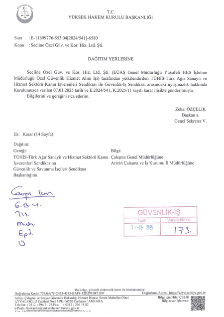 EÜAŞ Genel Müdürlüğü Yusufeli HES İşletme Müdürlüğü Toplu İş Sözleşmesi İmzalandı