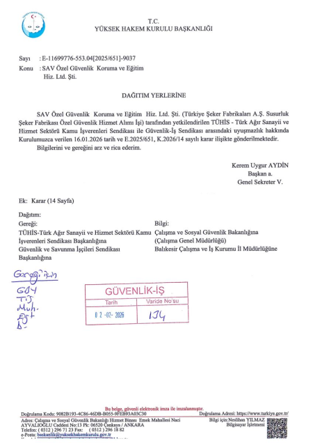 Türkiye Şeker Fabrikaları A.Ş. Susurluk Şeker Fabrikası Toplu İş Sözleşmesi İmzalandı