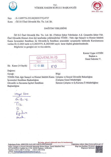 Türkiye Şeker Fabrikaları A.Ş. Çarşamba Şeker Fabrikası Toplu İş Sözleşmesi İmzalandı